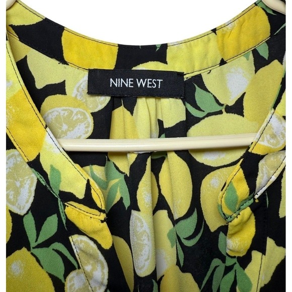 Nine West Womens Sleeveless Lemon Print Blouse - Picture 2 of 6
